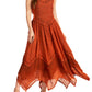 Sakkas Rayon Embroidered Stonewashed Adjustable Spaghetti Straps Long Dress
