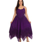 Sakkas Rayon Embroidered Stonewashed Adjustable Spaghetti Straps Long Dress