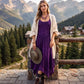 Sakkas Rayon Embroidered Stonewashed Adjustable Spaghetti Straps Long Dress