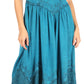Sakkas Rayon Embroidered Stonewashed Adjustable Spaghetti Straps Long Dress