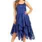 Sakkas Lady Mary Jacquard Corset Style Bodice Lightweight Handkerchief Hem Dress