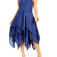 Sakkas Lady Mary Jacquard Corset Style Bodice Lightweight Handkerchief Hem Dress