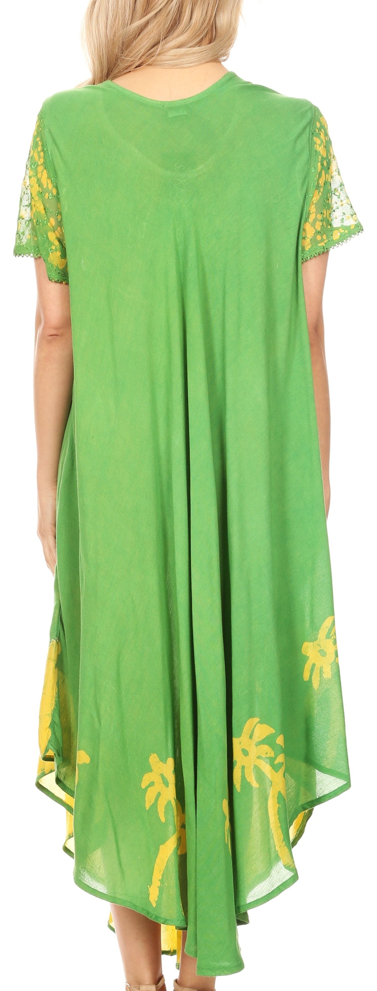 Vestido Caftán/Pareo de Manga Corta Sakkas Batik Palmera