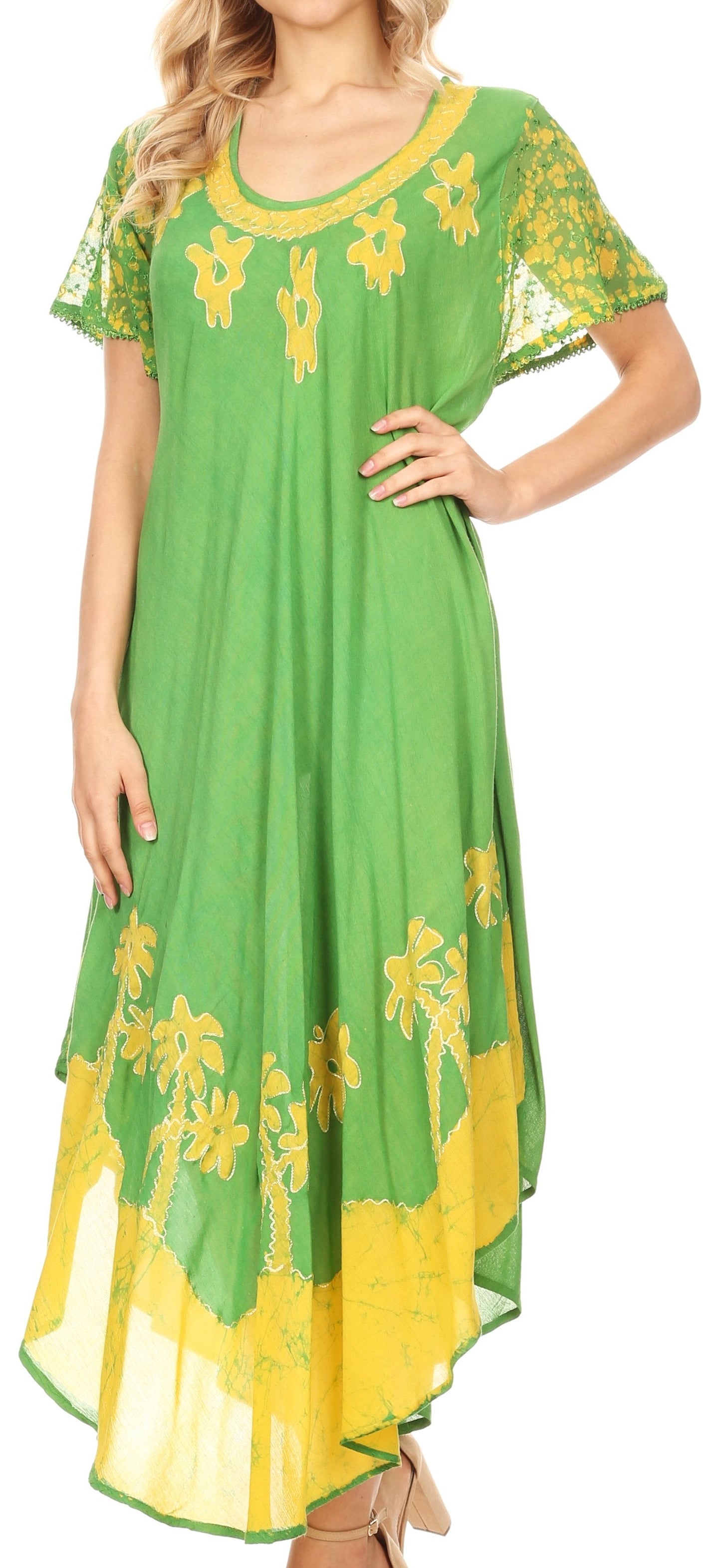Vestido Caftán/Pareo de Manga Corta Sakkas Batik Palmera