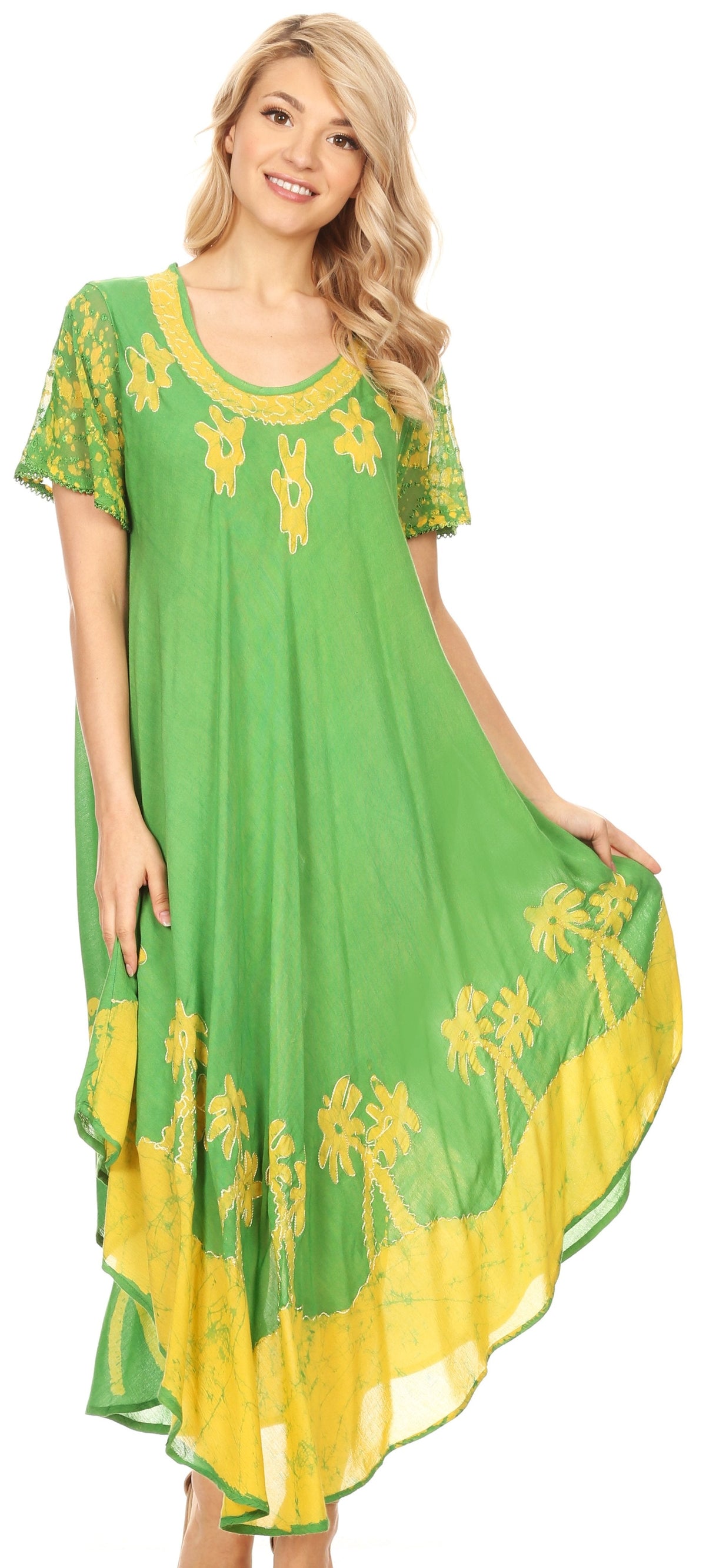 Vestido Caftán/Pareo de Manga Corta Sakkas Batik Palmera