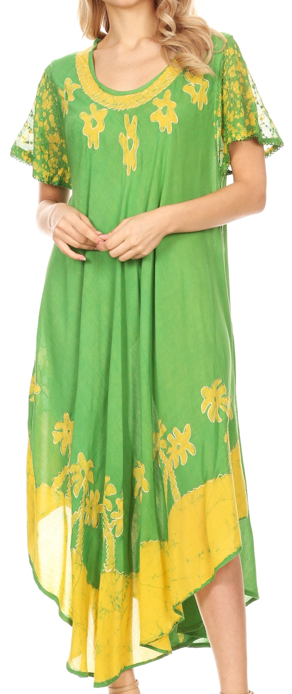 Vestido Caftán/Pareo de Manga Corta Sakkas Batik Palmera