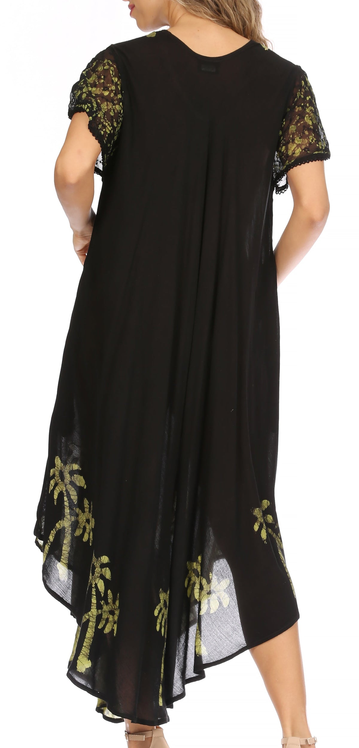 Vestido Caftán/Pareo de Manga Corta Sakkas Batik Palmera