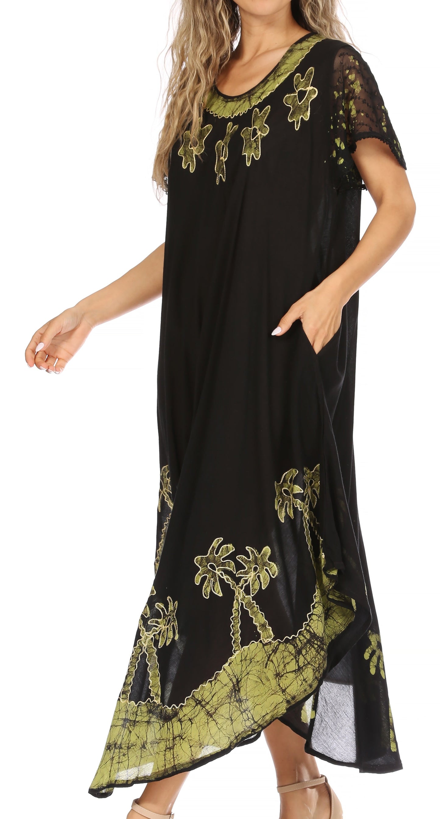 Vestido Caftán/Pareo de Manga Corta Sakkas Batik Palmera