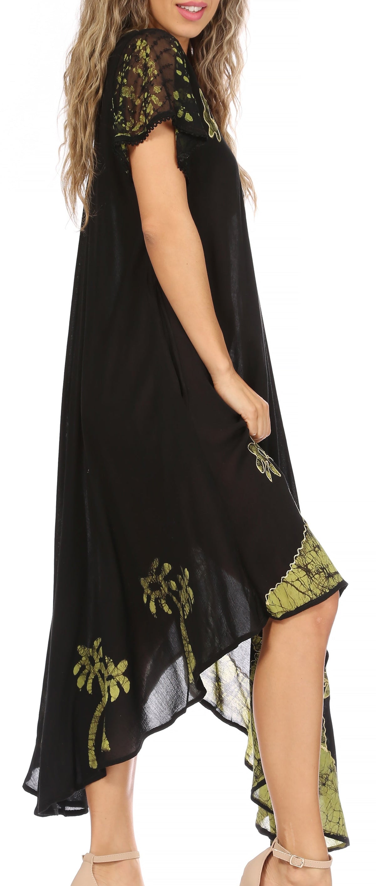 Vestido Caftán/Pareo de Manga Corta Sakkas Batik Palmera