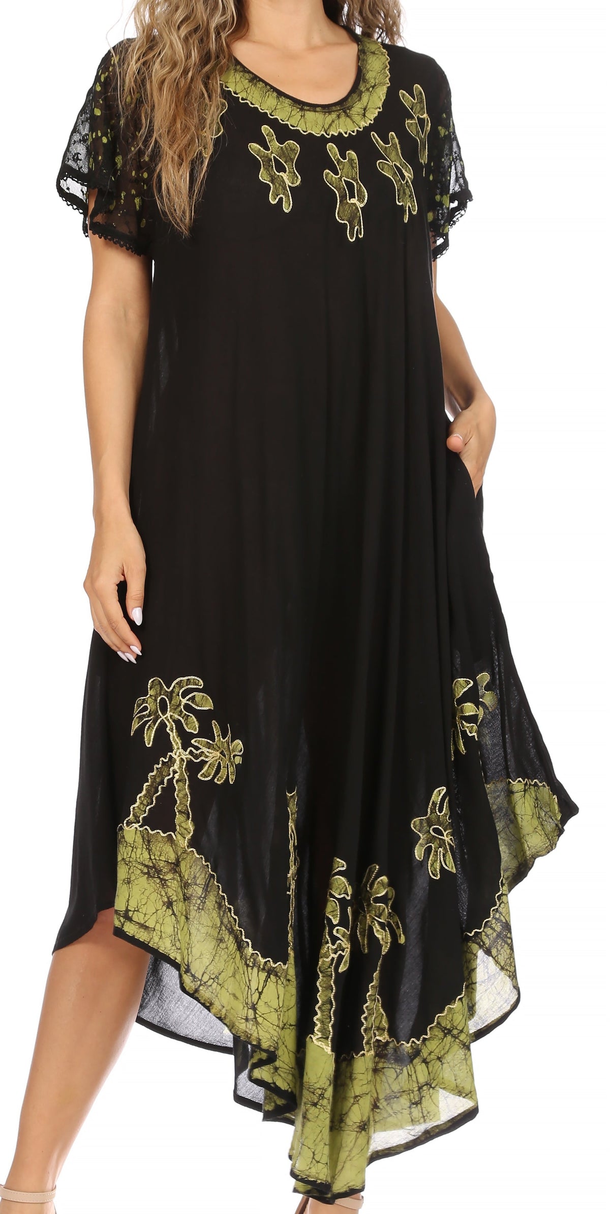 Vestido Caftán/Pareo de Manga Corta Sakkas Batik Palmera