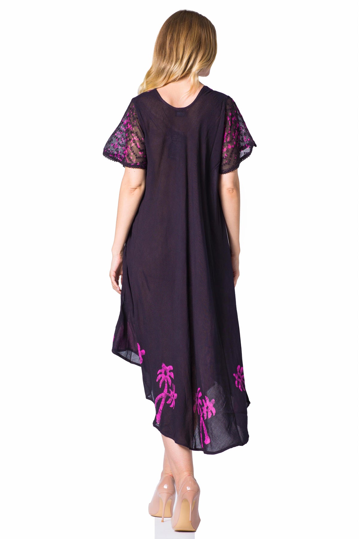 Vestido Caftán/Pareo de Manga Corta Sakkas Batik Palmera