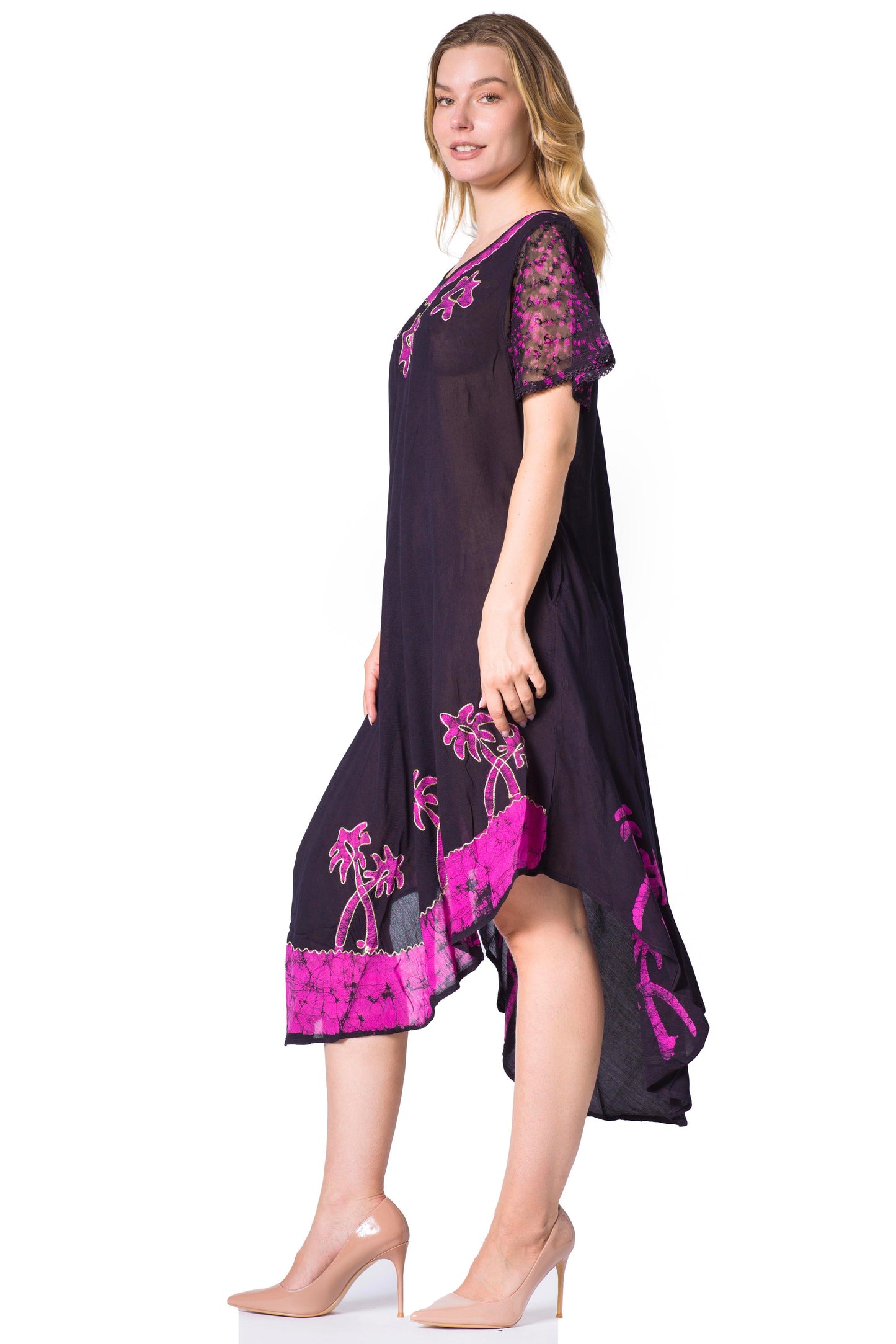 Vestido Caftán/Pareo de Manga Corta Sakkas Batik Palmera