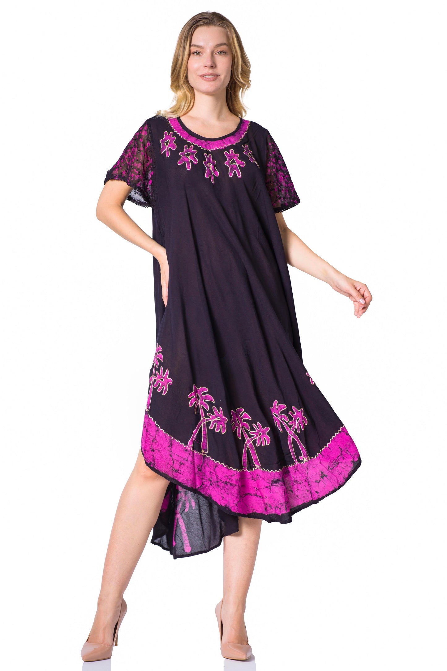 Vestido Caftán/Pareo de Manga Corta Sakkas Batik Palmera