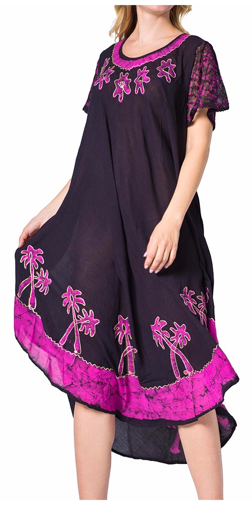 Vestido Caftán/Pareo de Manga Corta Sakkas Batik Palmera