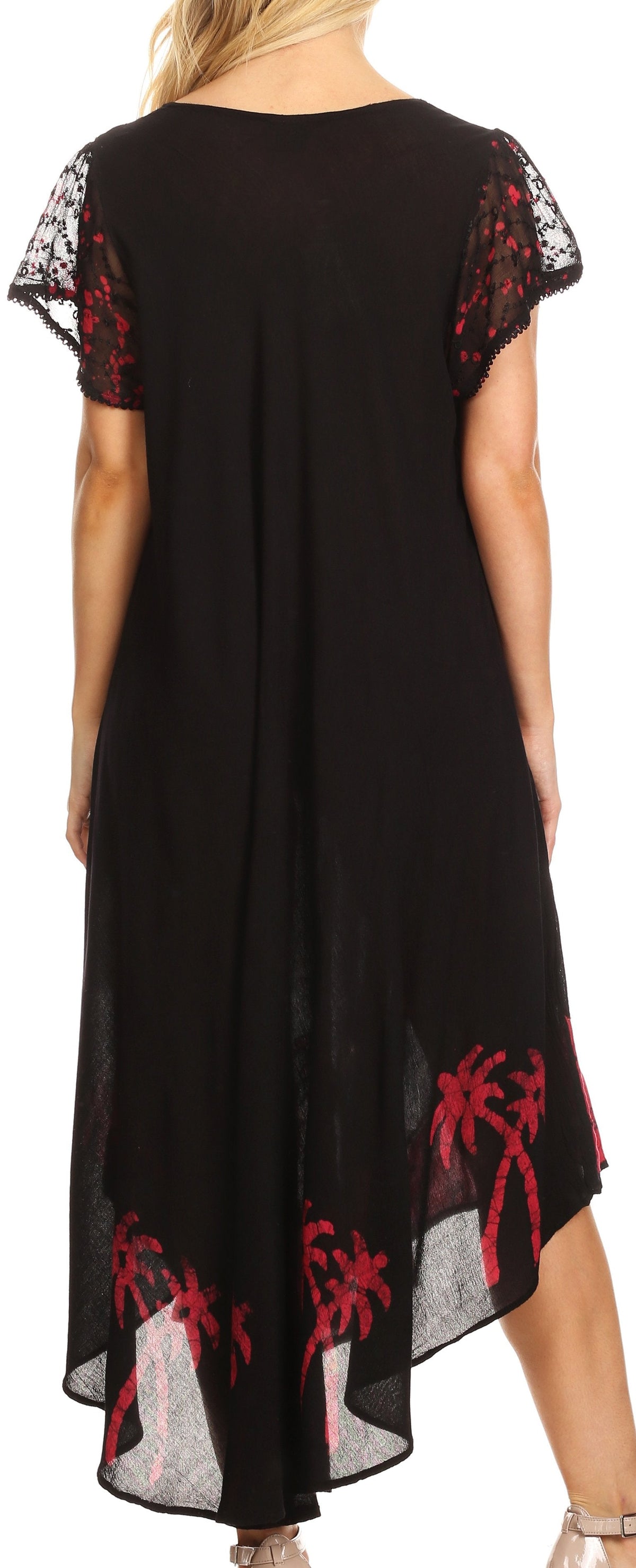 Vestido Caftán/Pareo de Manga Corta Sakkas Batik Palmera
