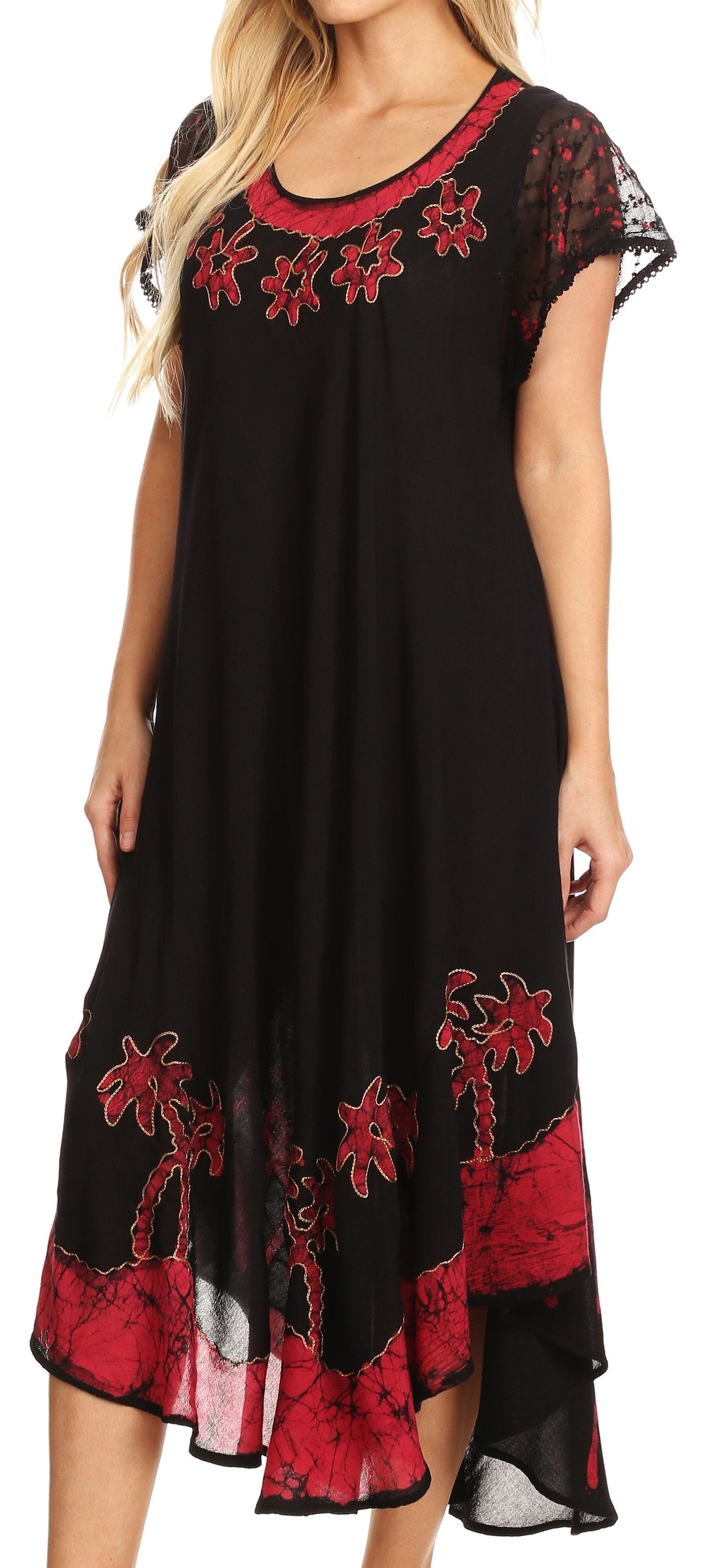 Vestido Caftán/Pareo de Manga Corta Sakkas Batik Palmera