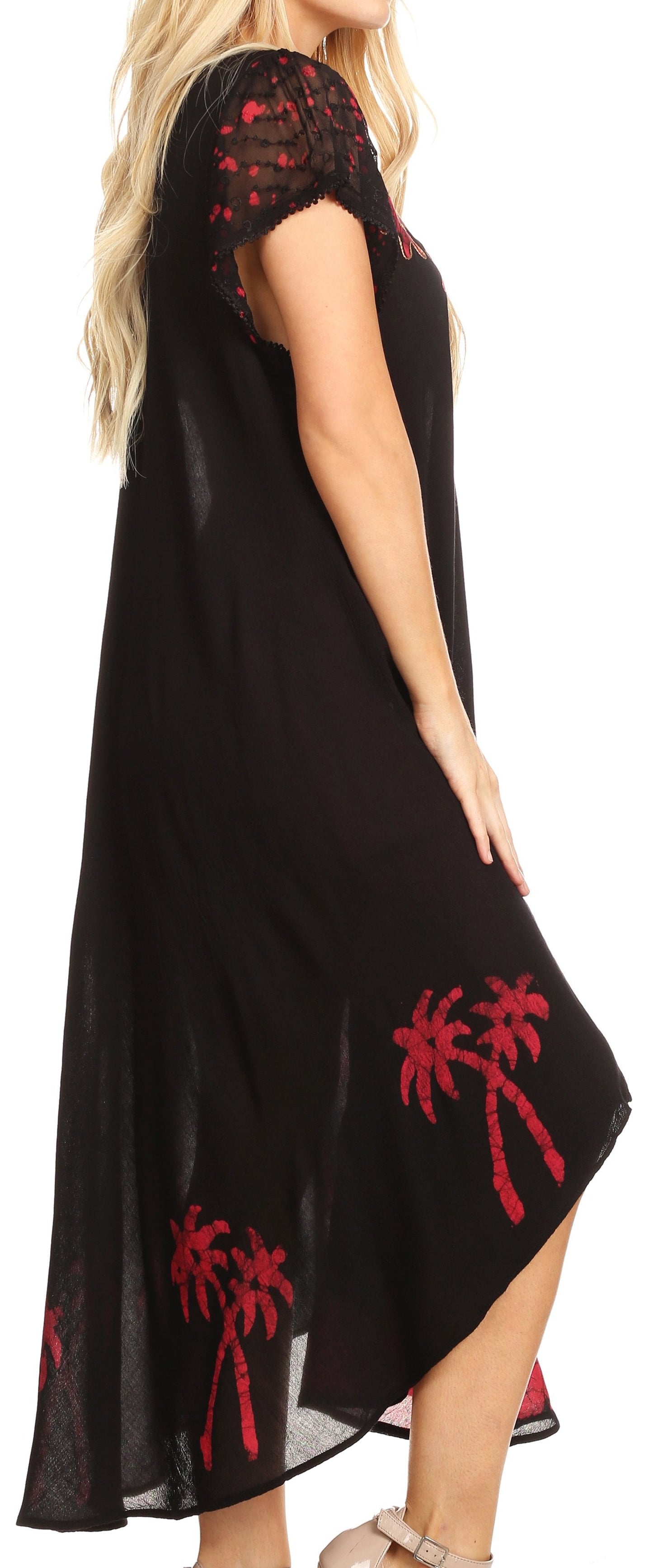 Vestido Caftán/Pareo de Manga Corta Sakkas Batik Palmera