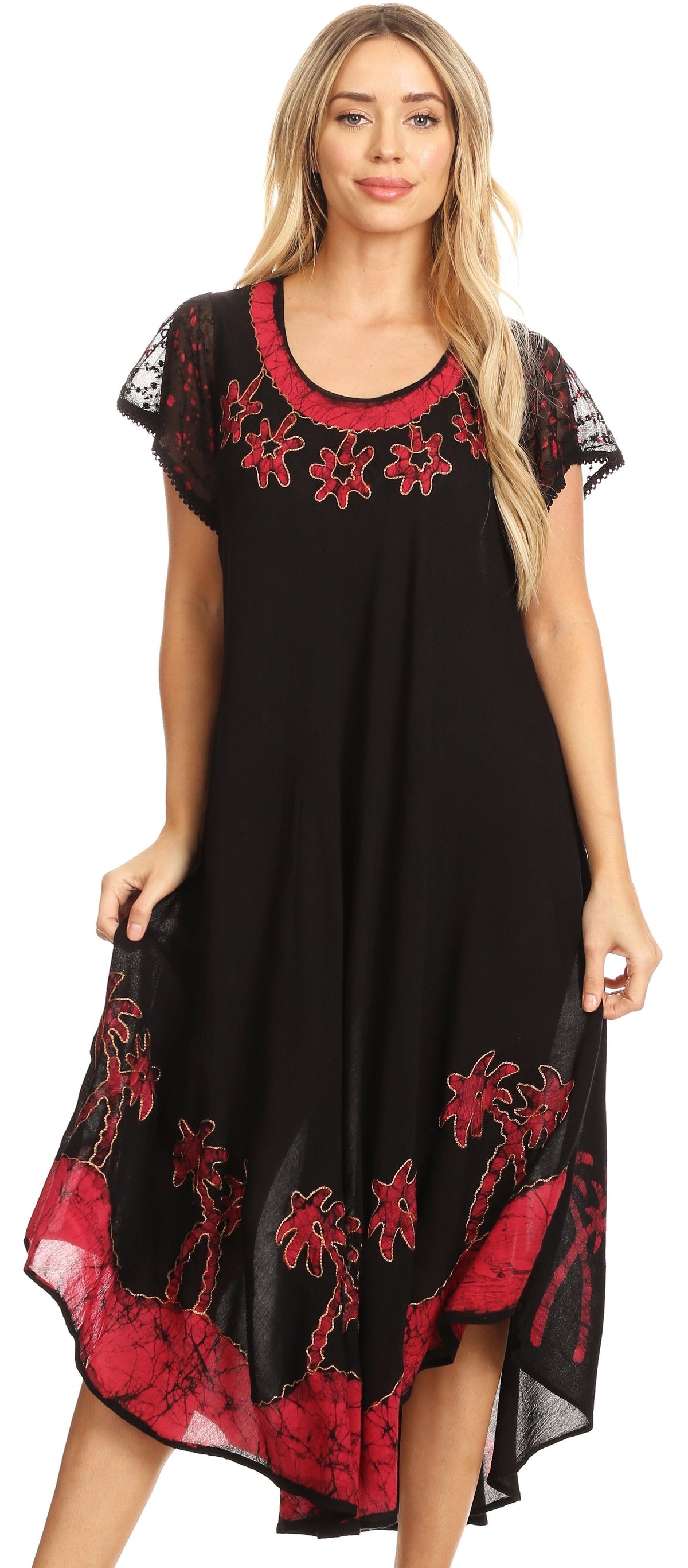 Vestido Caftán/Pareo de Manga Corta Sakkas Batik Palmera