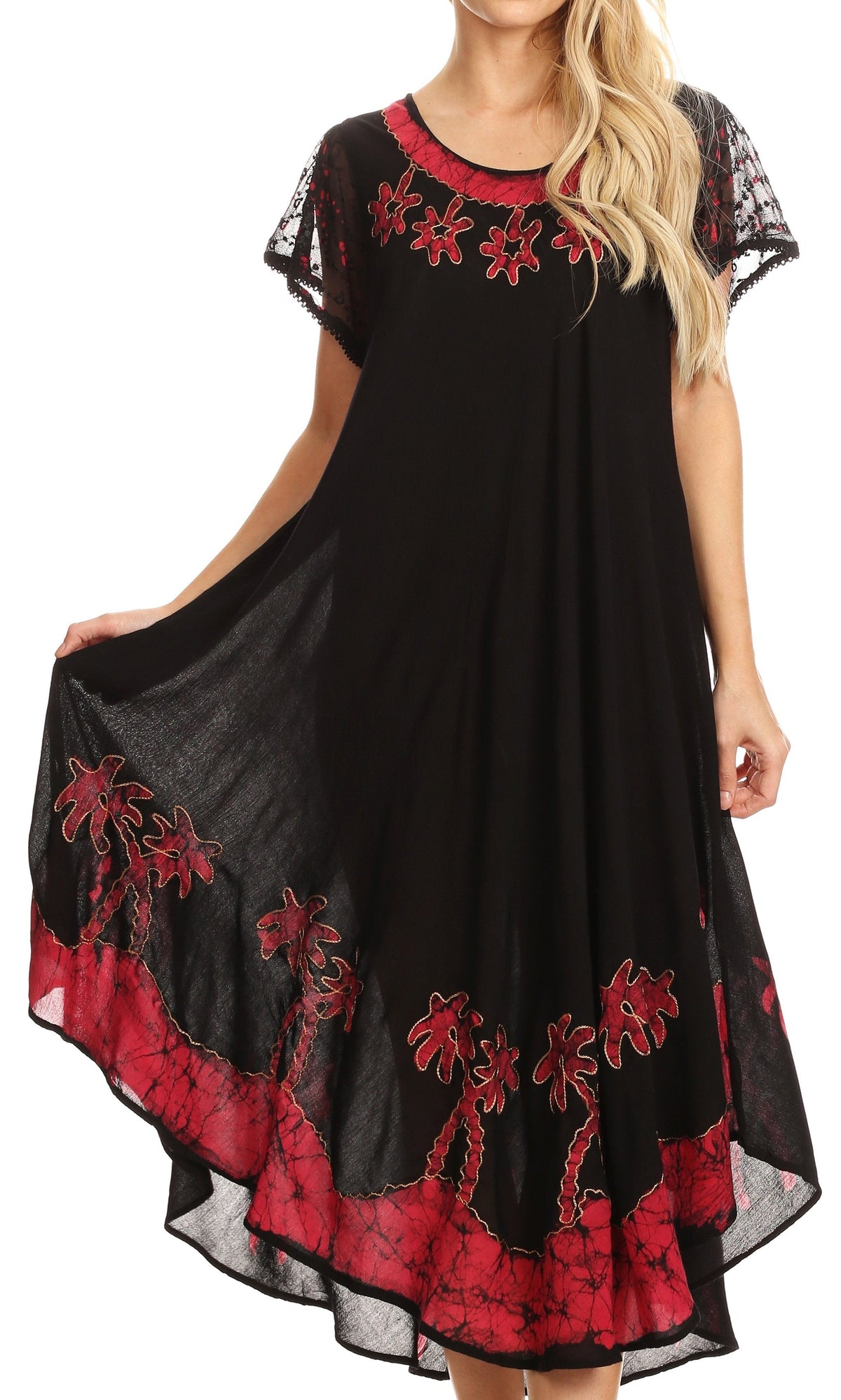 Vestido Caftán/Pareo de Manga Corta Sakkas Batik Palmera