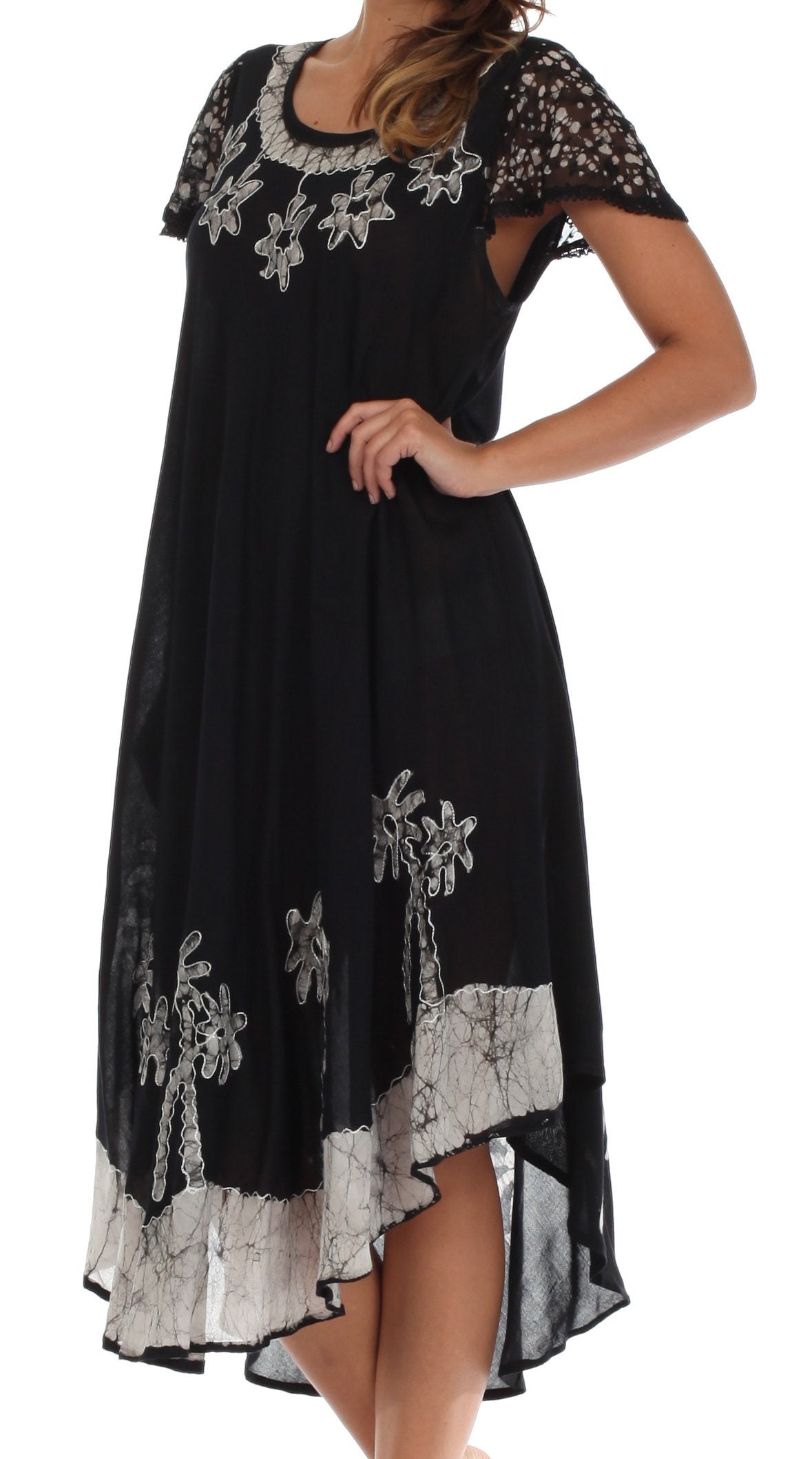 Vestido Caftán/Pareo de Manga Corta Sakkas Batik Palmera