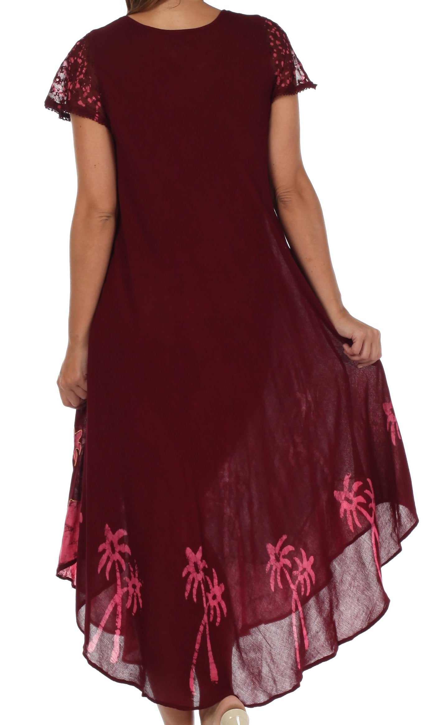 Vestido Caftán/Pareo de Manga Corta Sakkas Batik Palmera