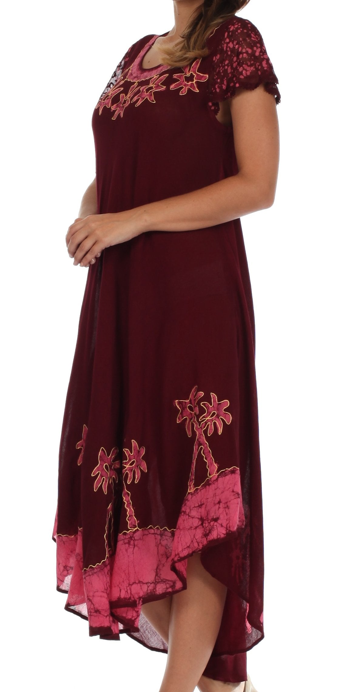 Vestido Caftán/Pareo de Manga Corta Sakkas Batik Palmera