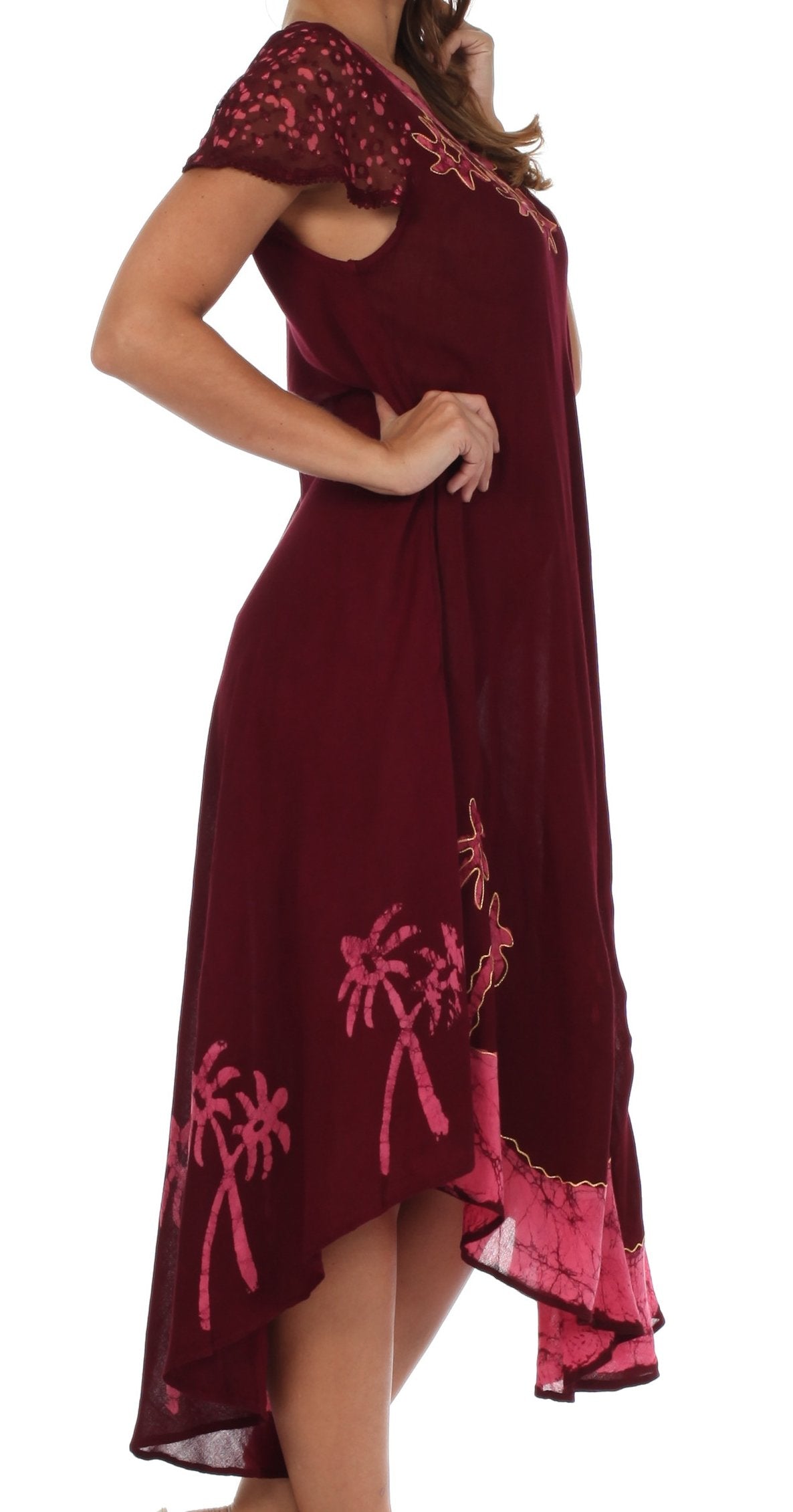 Vestido Caftán/Pareo de Manga Corta Sakkas Batik Palmera