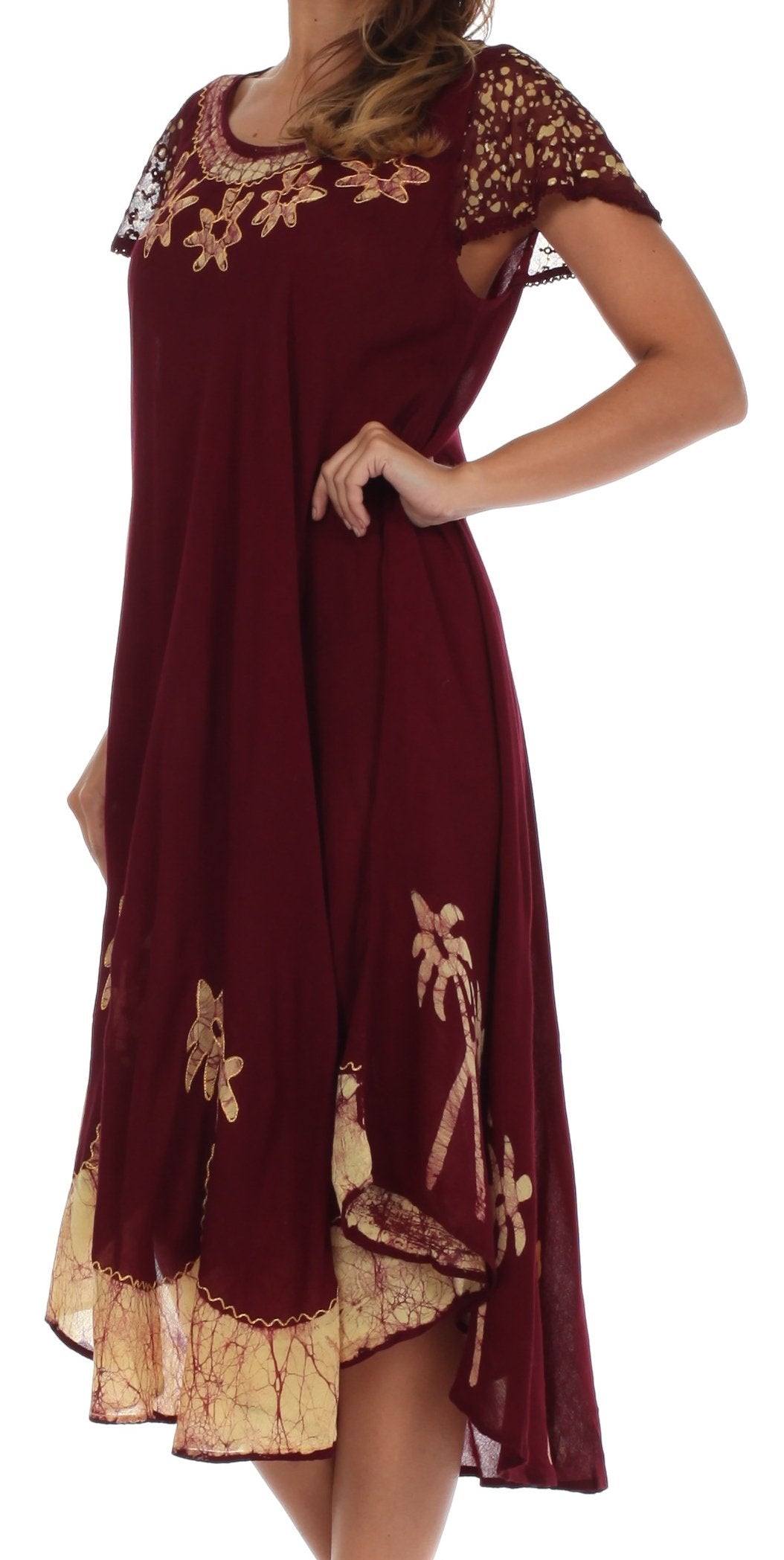 Vestido Caftán/Pareo de Manga Corta Sakkas Batik Palmera