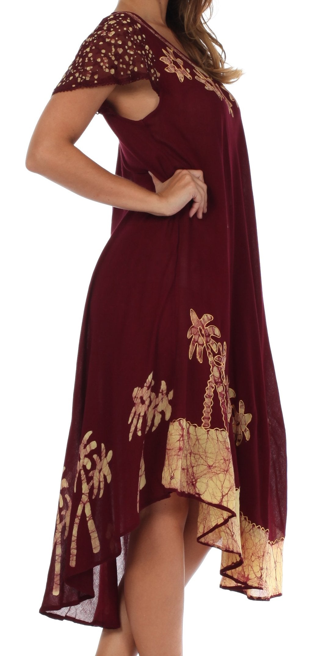 Vestido Caftán/Pareo de Manga Corta Sakkas Batik Palmera