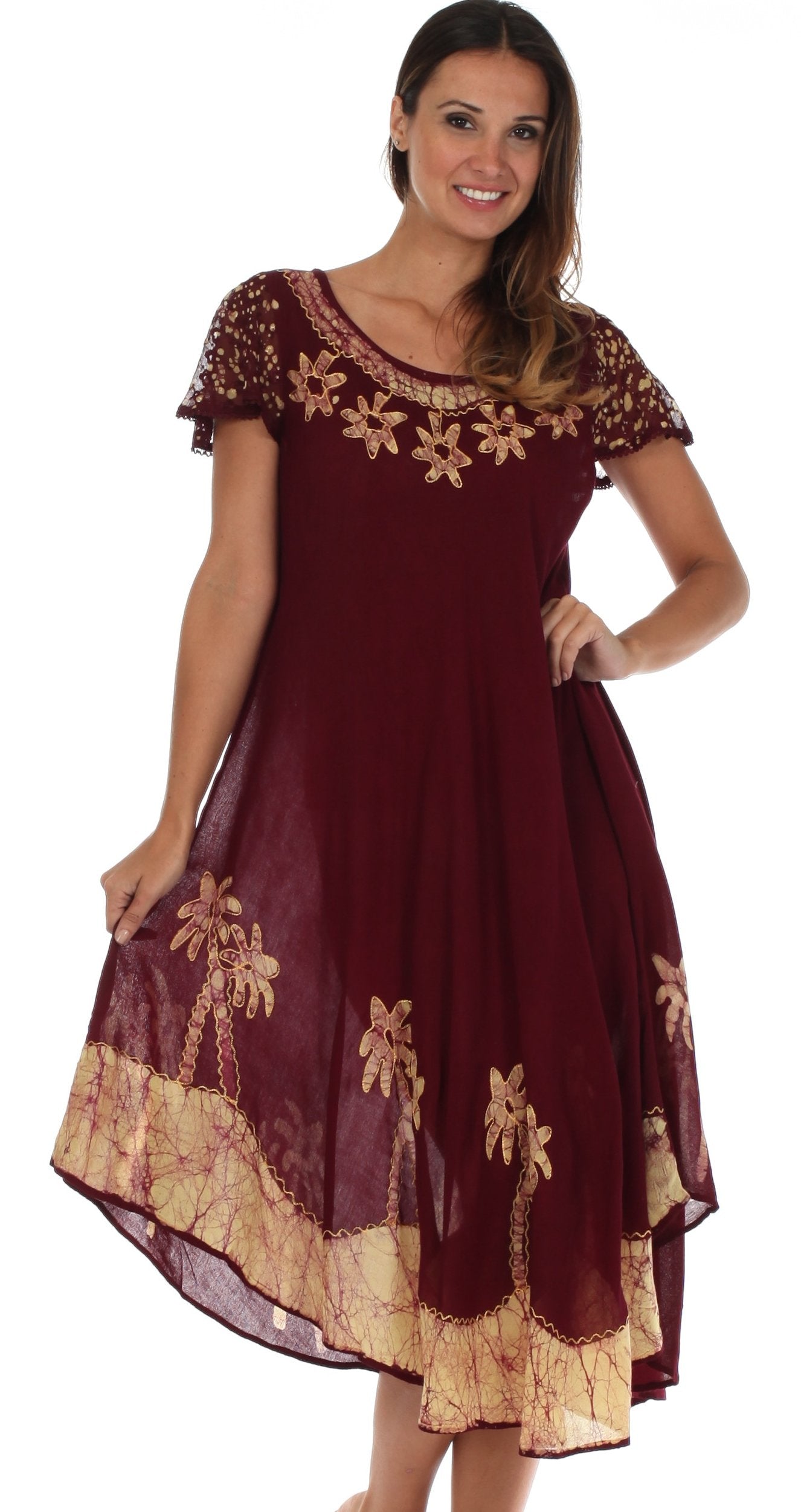 Vestido Caftán/Pareo de Manga Corta Sakkas Batik Palmera