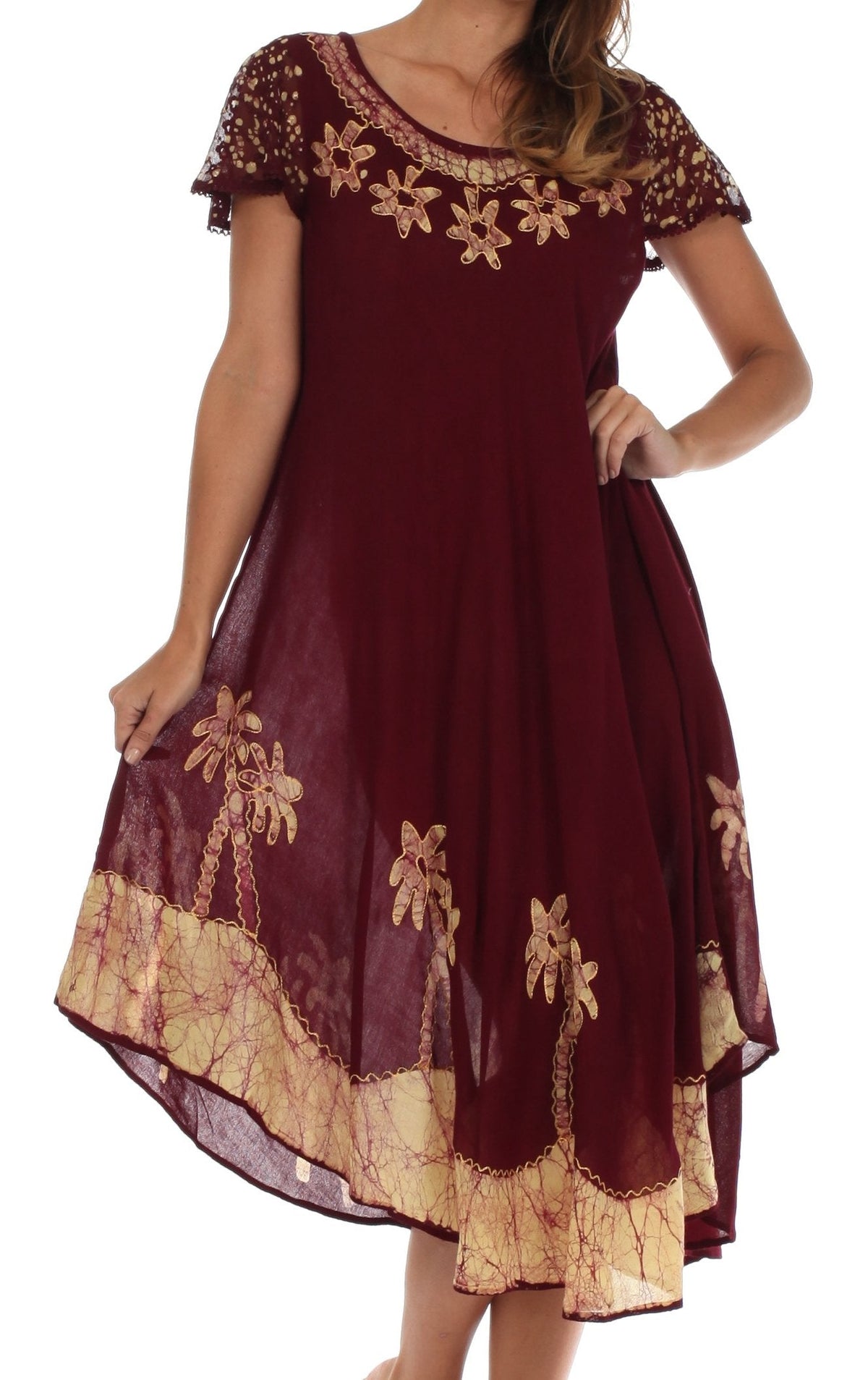 Vestido Caftán/Pareo de Manga Corta Sakkas Batik Palmera