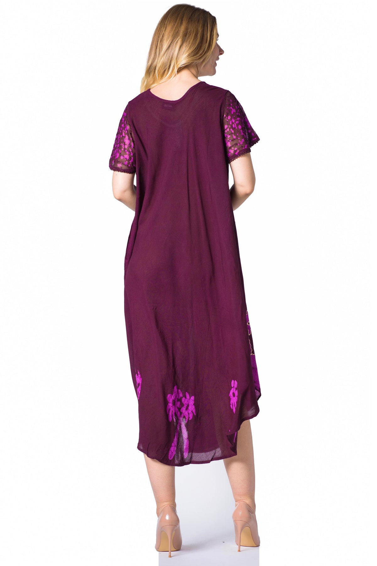 Vestido Caftán/Pareo de Manga Corta Sakkas Batik Palmera