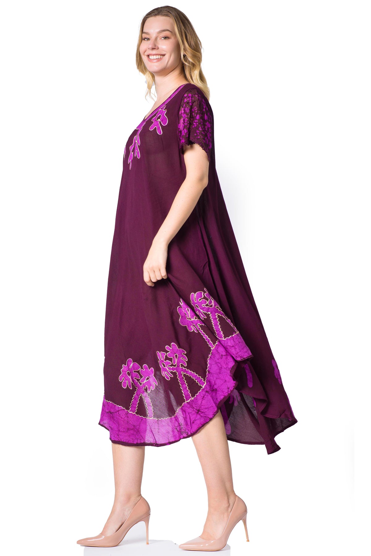 Vestido Caftán/Pareo de Manga Corta Sakkas Batik Palmera