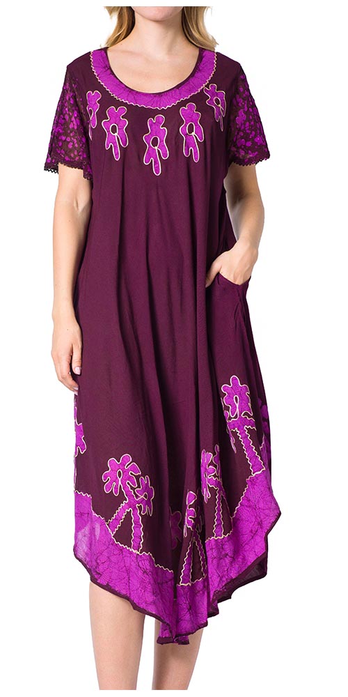 Vestido Caftán/Pareo de Manga Corta Sakkas Batik Palmera