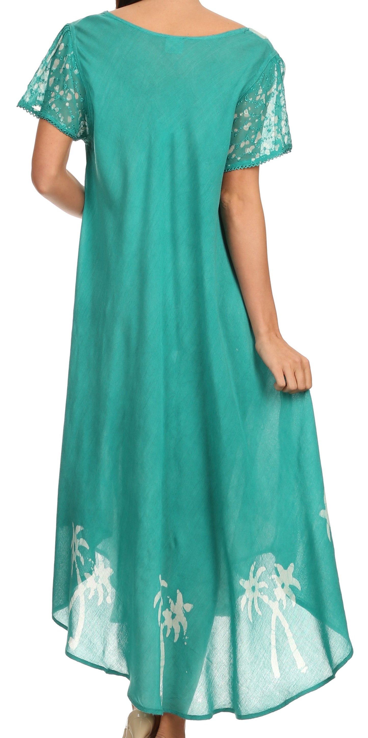 Vestido Caftán/Pareo de Manga Corta Sakkas Batik Palmera