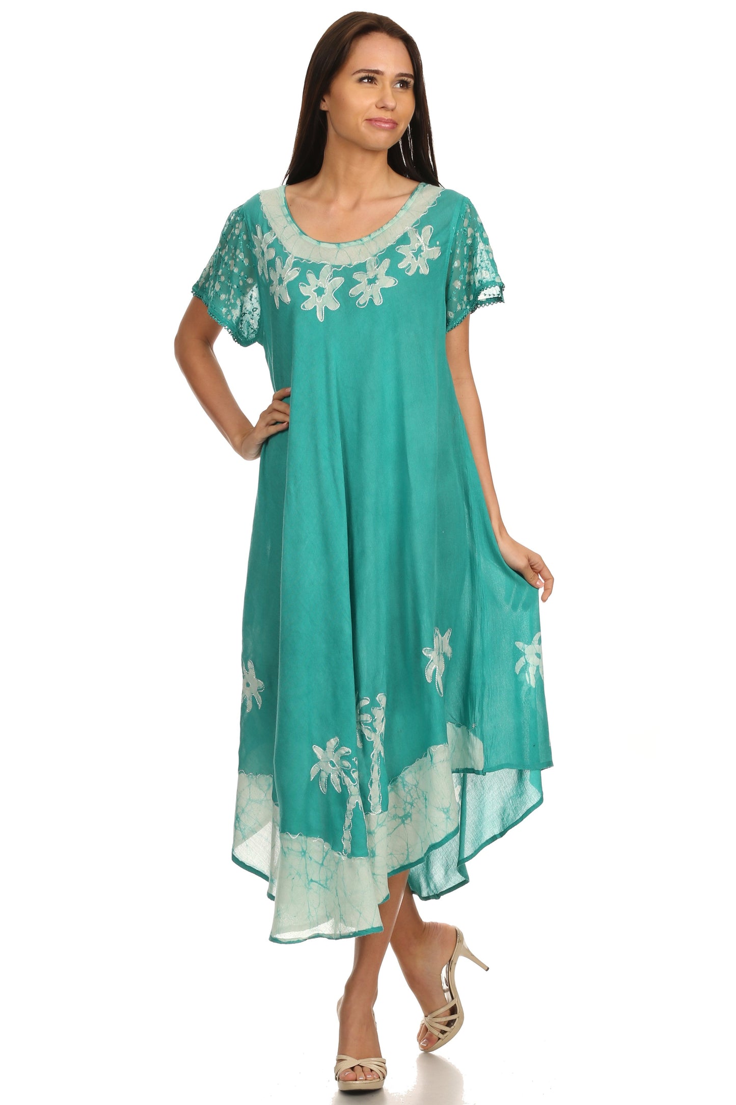 Vestido Caftán/Pareo de Manga Corta Sakkas Batik Palmera