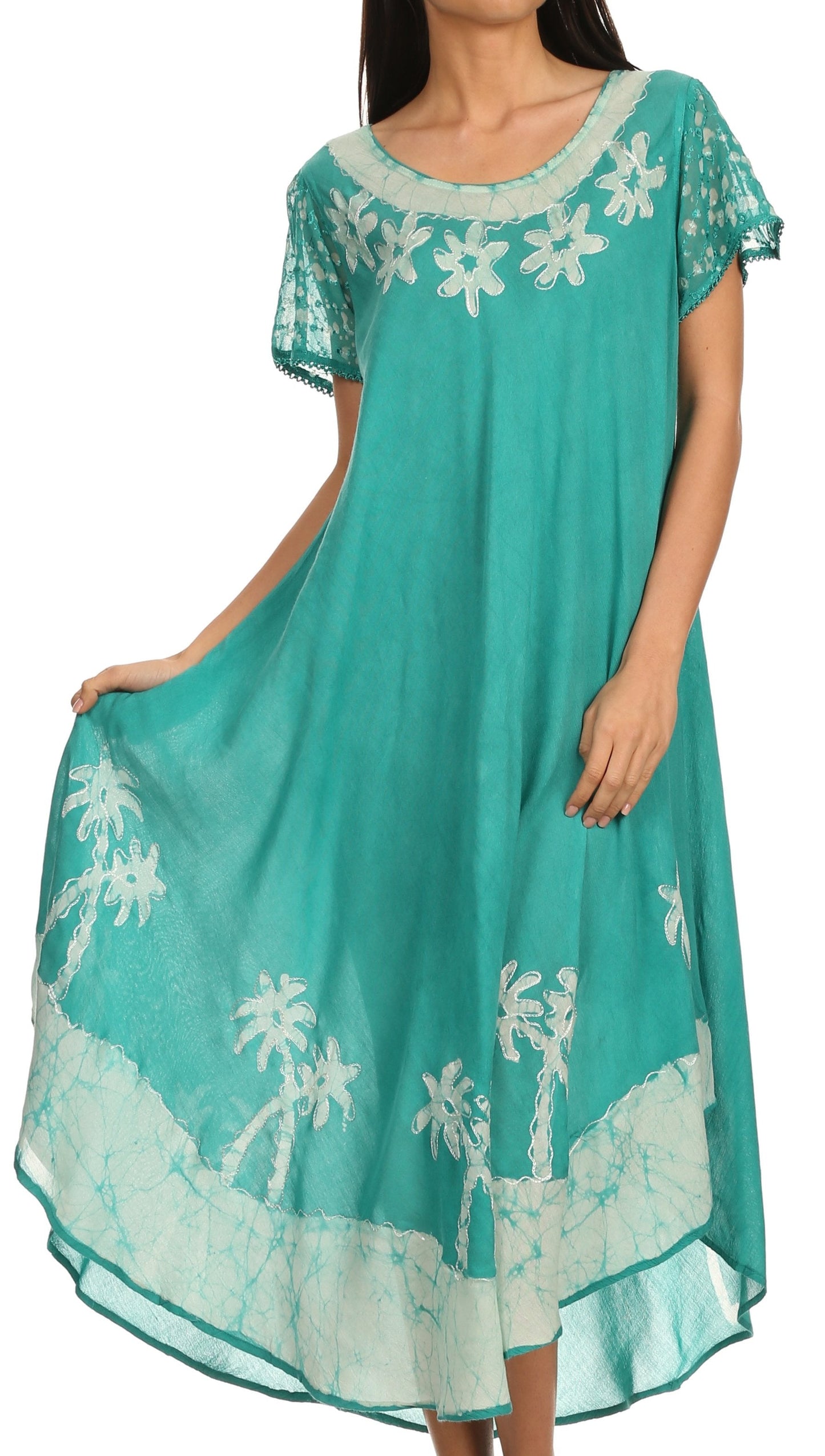 Vestido Caftán/Pareo de Manga Corta Sakkas Batik Palmera