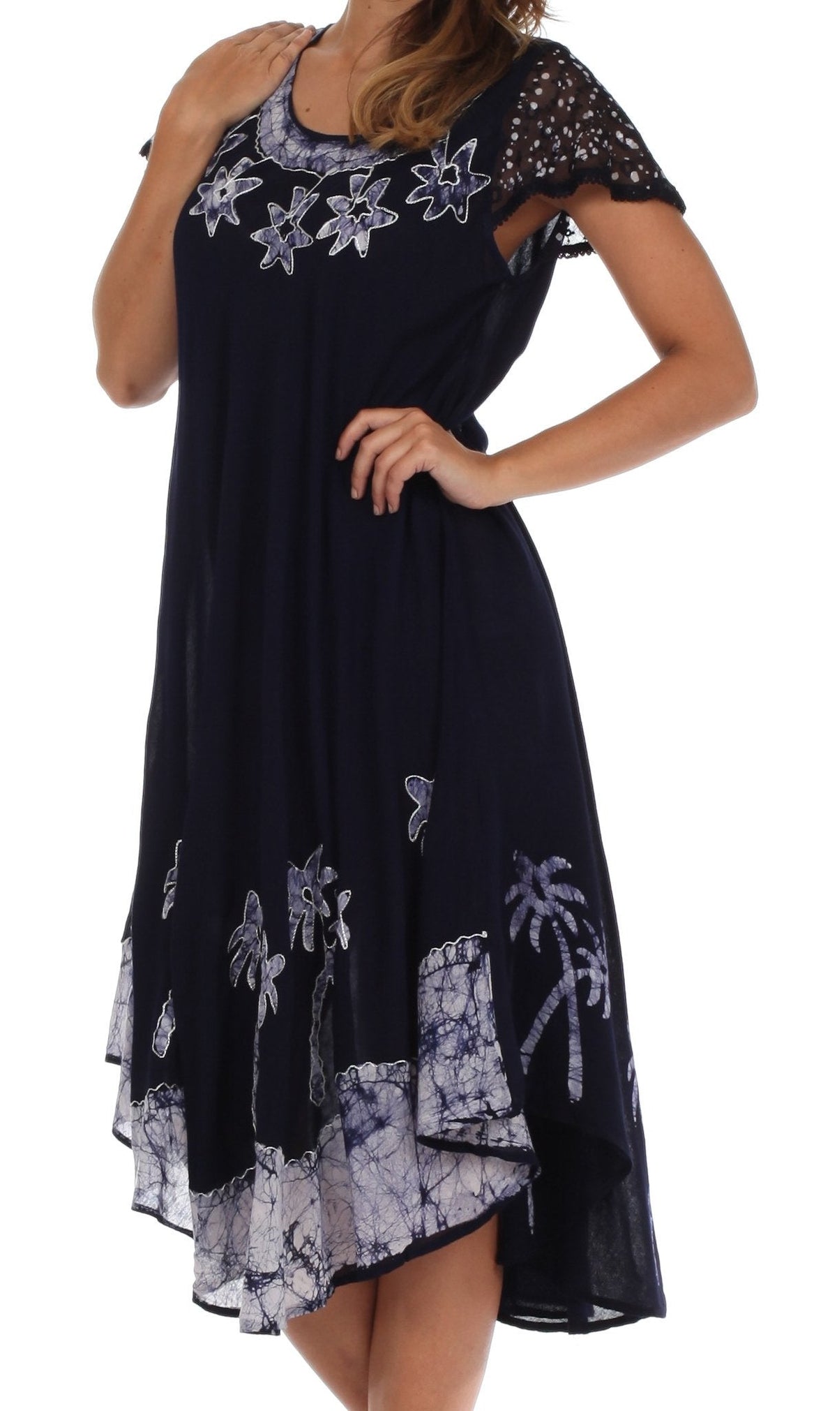 Vestido Caftán/Pareo de Manga Corta Sakkas Batik Palmera