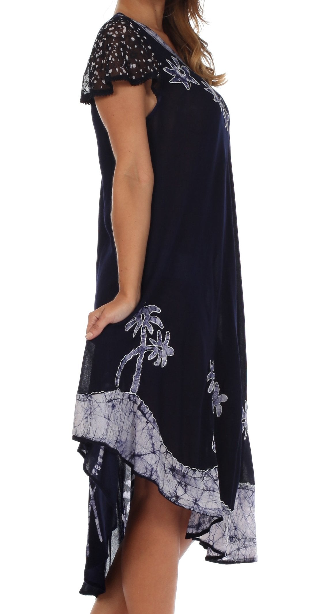 Vestido Caftán/Pareo de Manga Corta Sakkas Batik Palmera