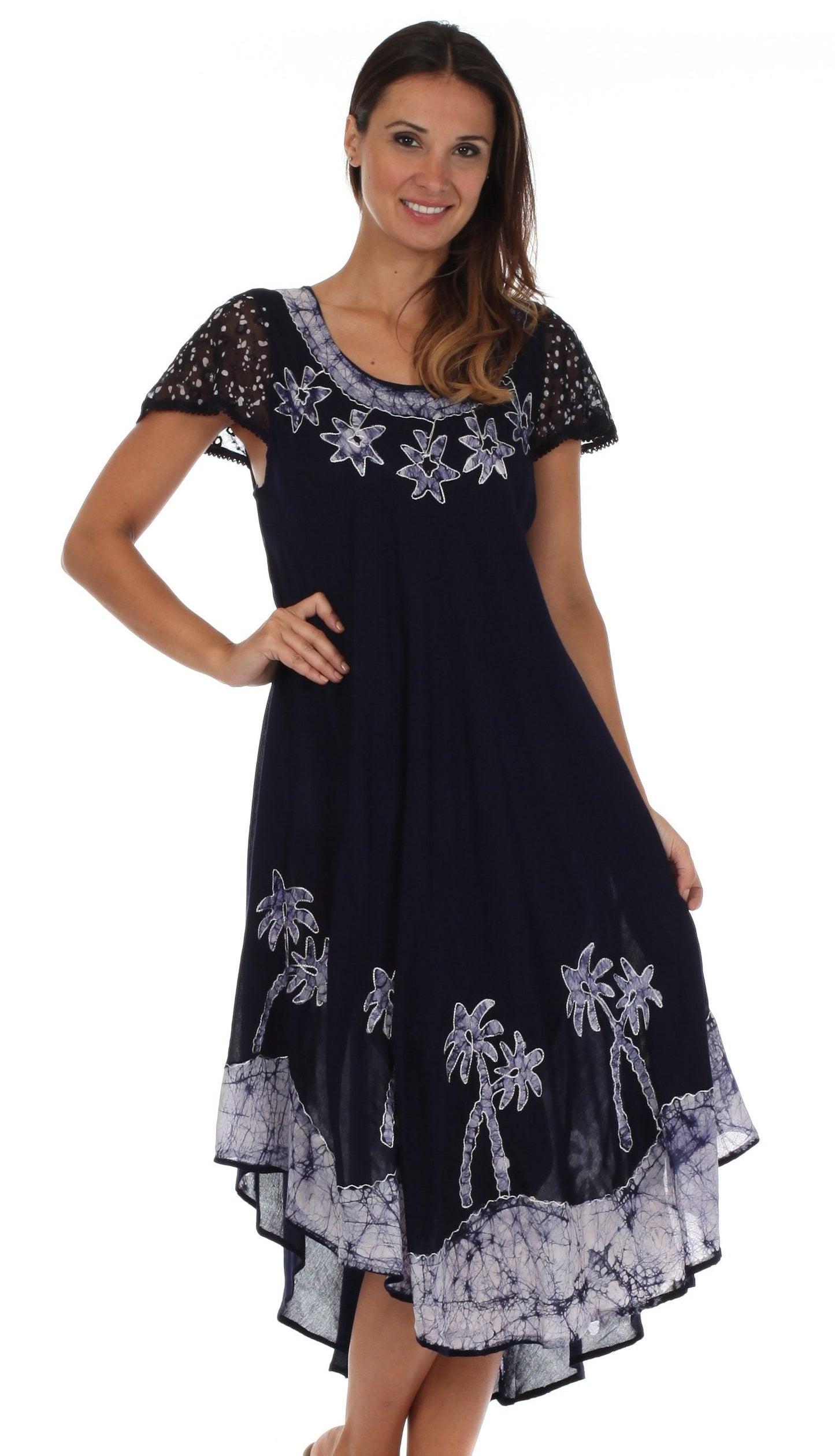 Vestido Caftán/Pareo de Manga Corta Sakkas Batik Palmera