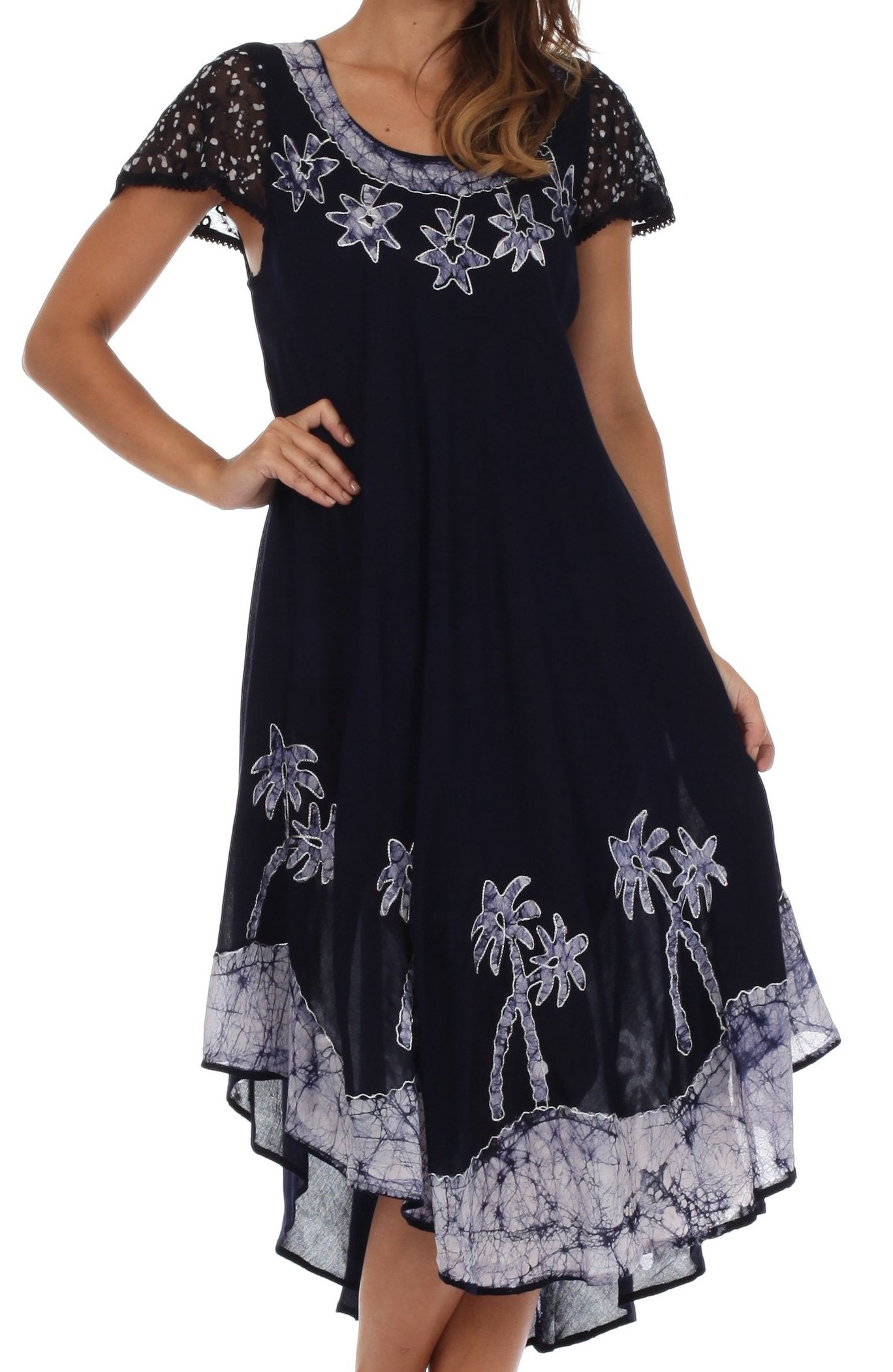 Vestido Caftán/Pareo de Manga Corta Sakkas Batik Palmera