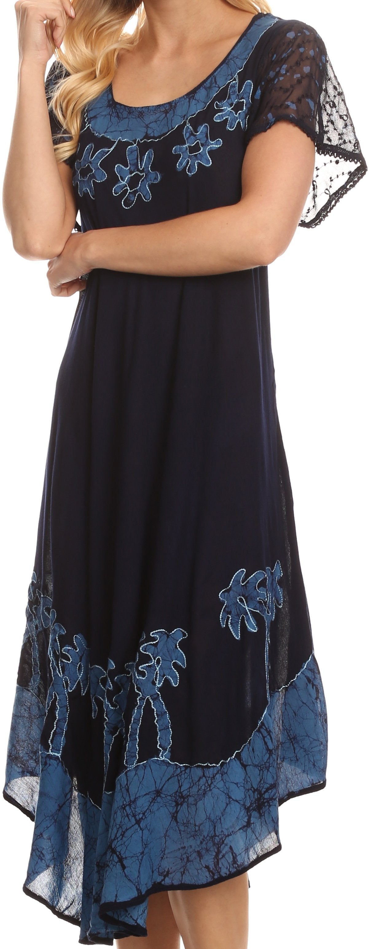 Vestido Caftán/Pareo de Manga Corta Sakkas Batik Palmera