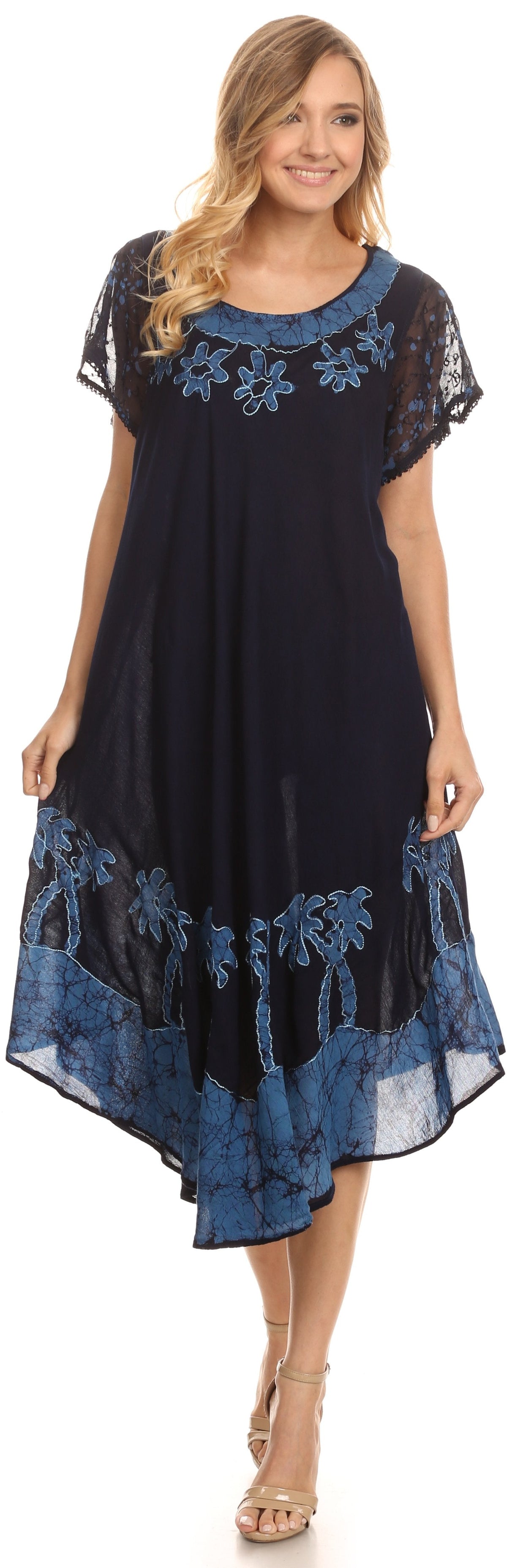 Vestido Caftán/Pareo de Manga Corta Sakkas Batik Palmera