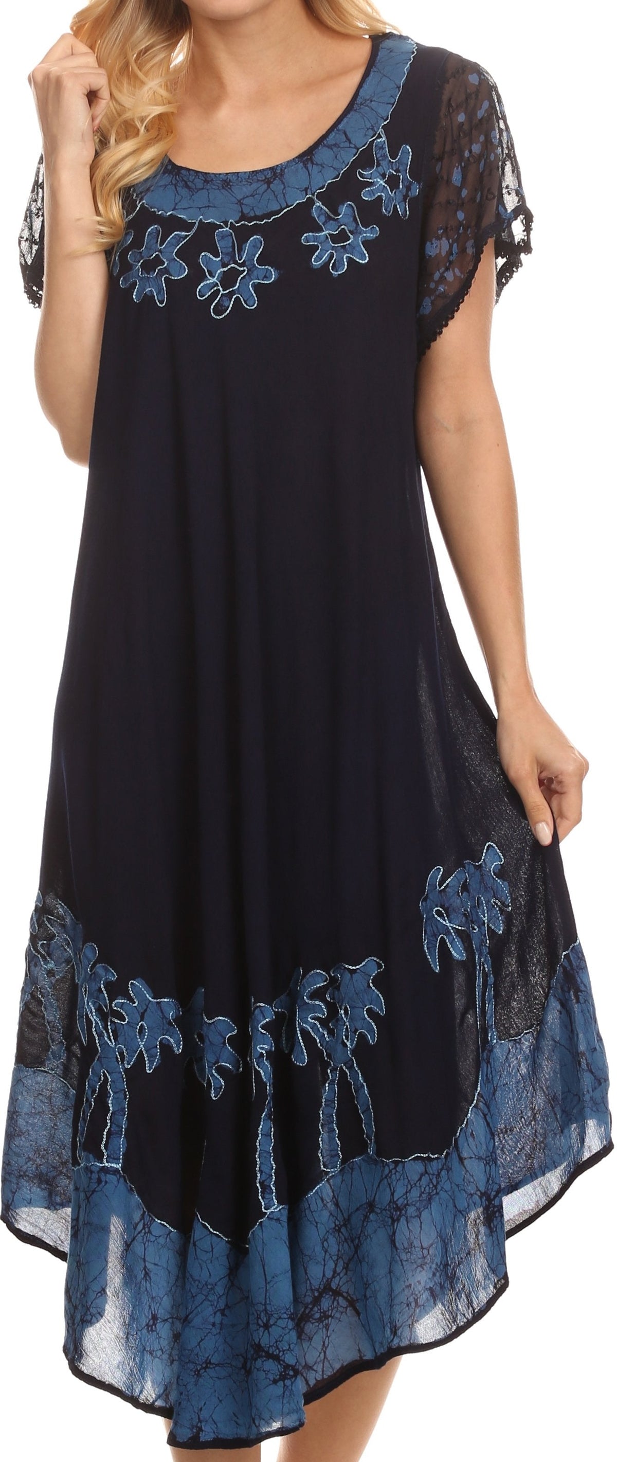 Vestido Caftán/Pareo de Manga Corta Sakkas Batik Palmera