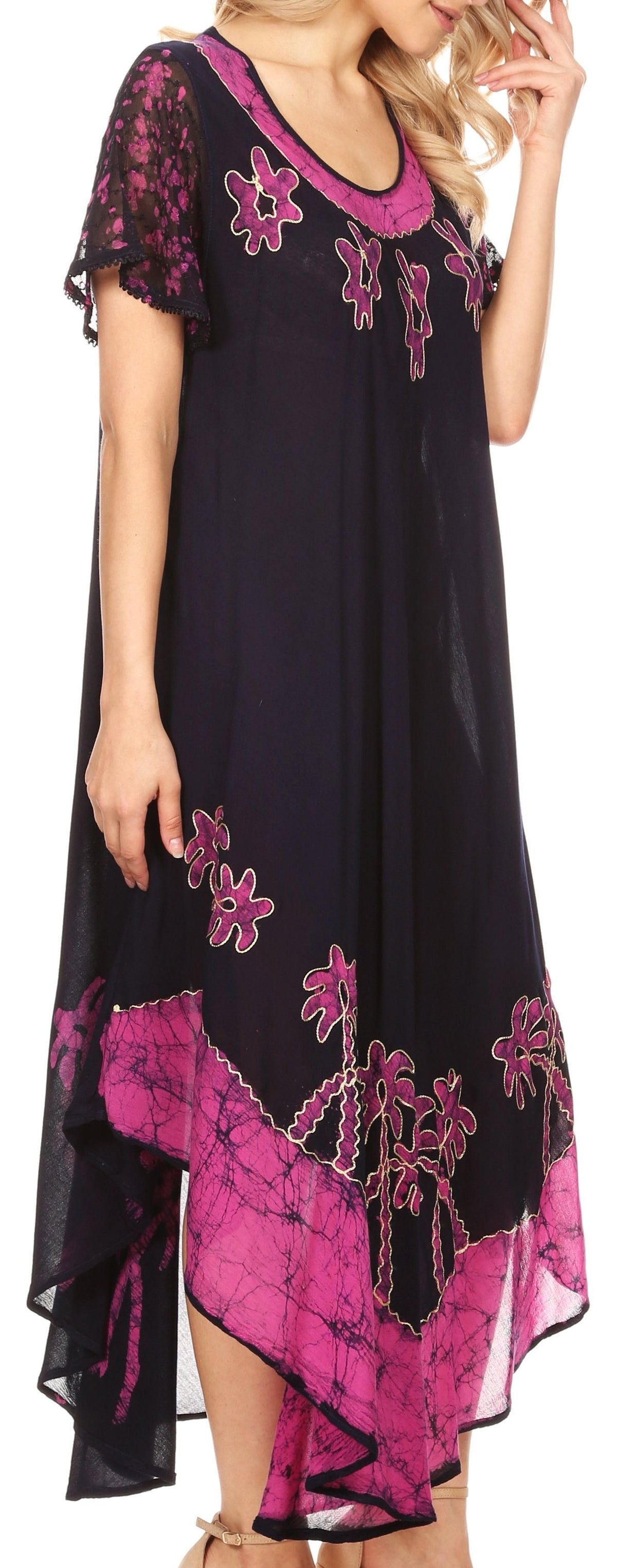 Vestido Caftán/Pareo de Manga Corta Sakkas Batik Palmera