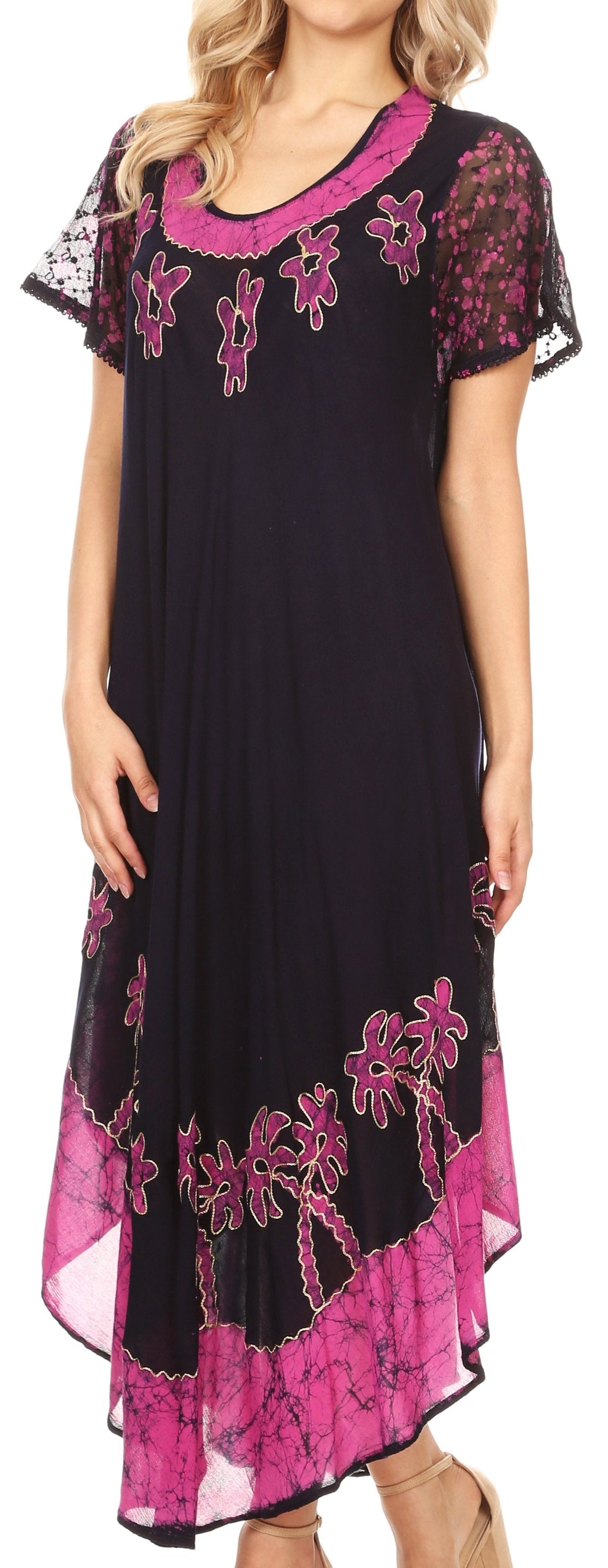 Vestido Caftán/Pareo de Manga Corta Sakkas Batik Palmera