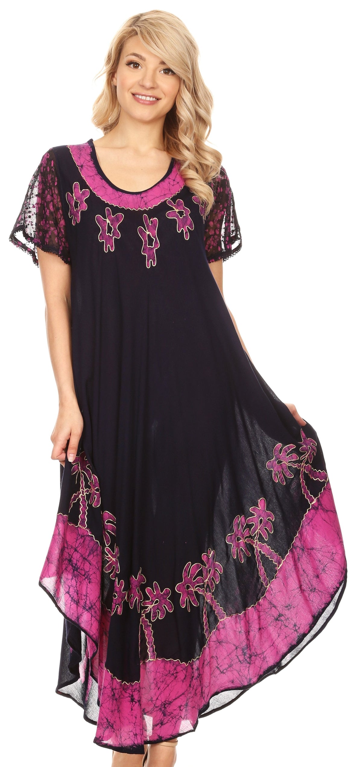Vestido Caftán/Pareo de Manga Corta Sakkas Batik Palmera