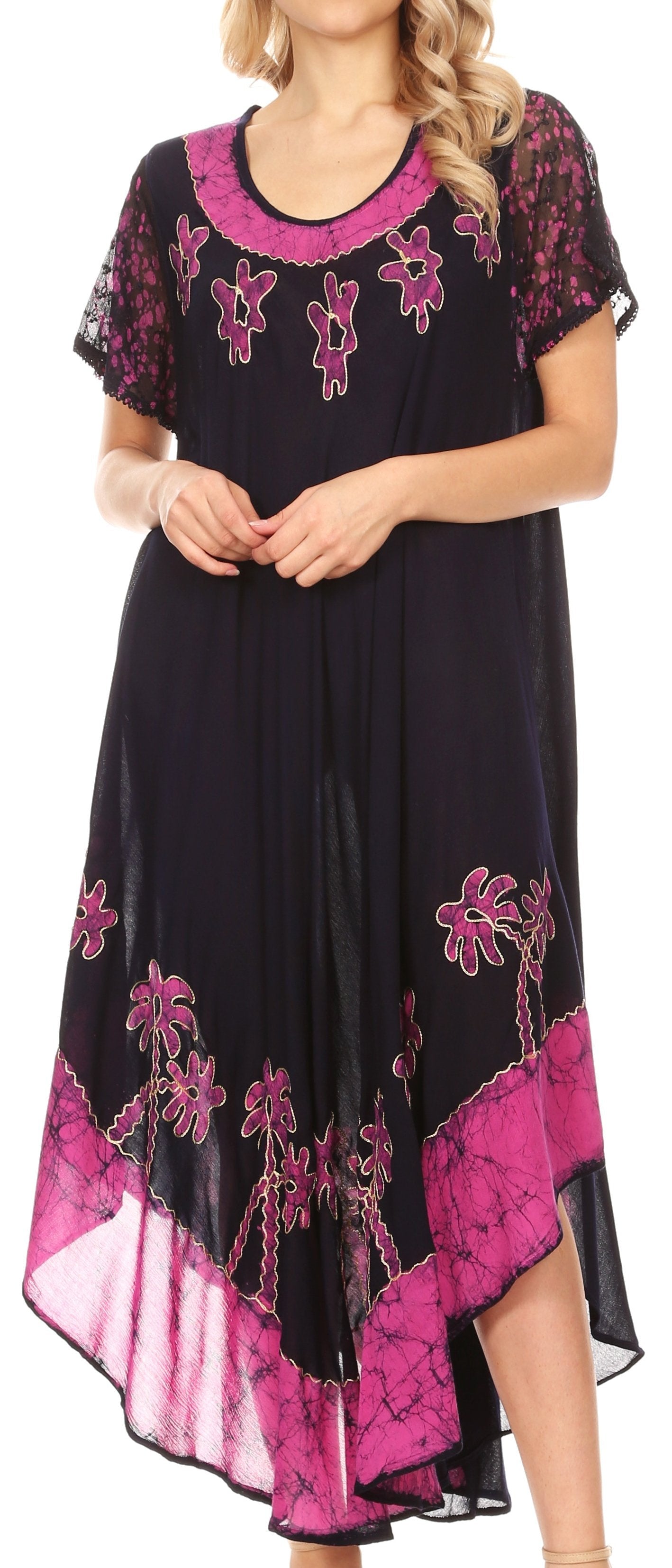 Vestido Caftán/Pareo de Manga Corta Sakkas Batik Palmera