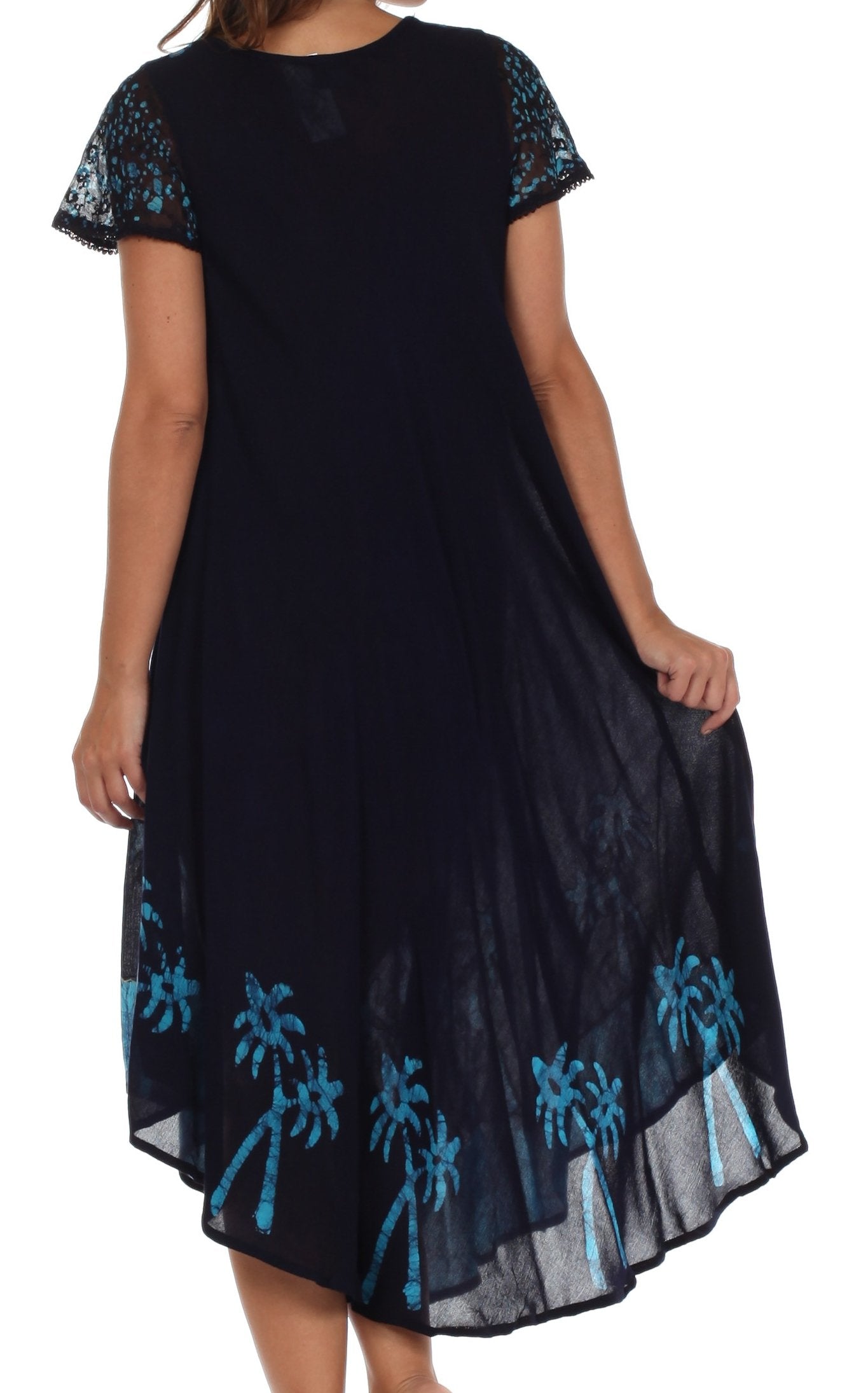 Vestido Caftán/Pareo de Manga Corta Sakkas Batik Palmera