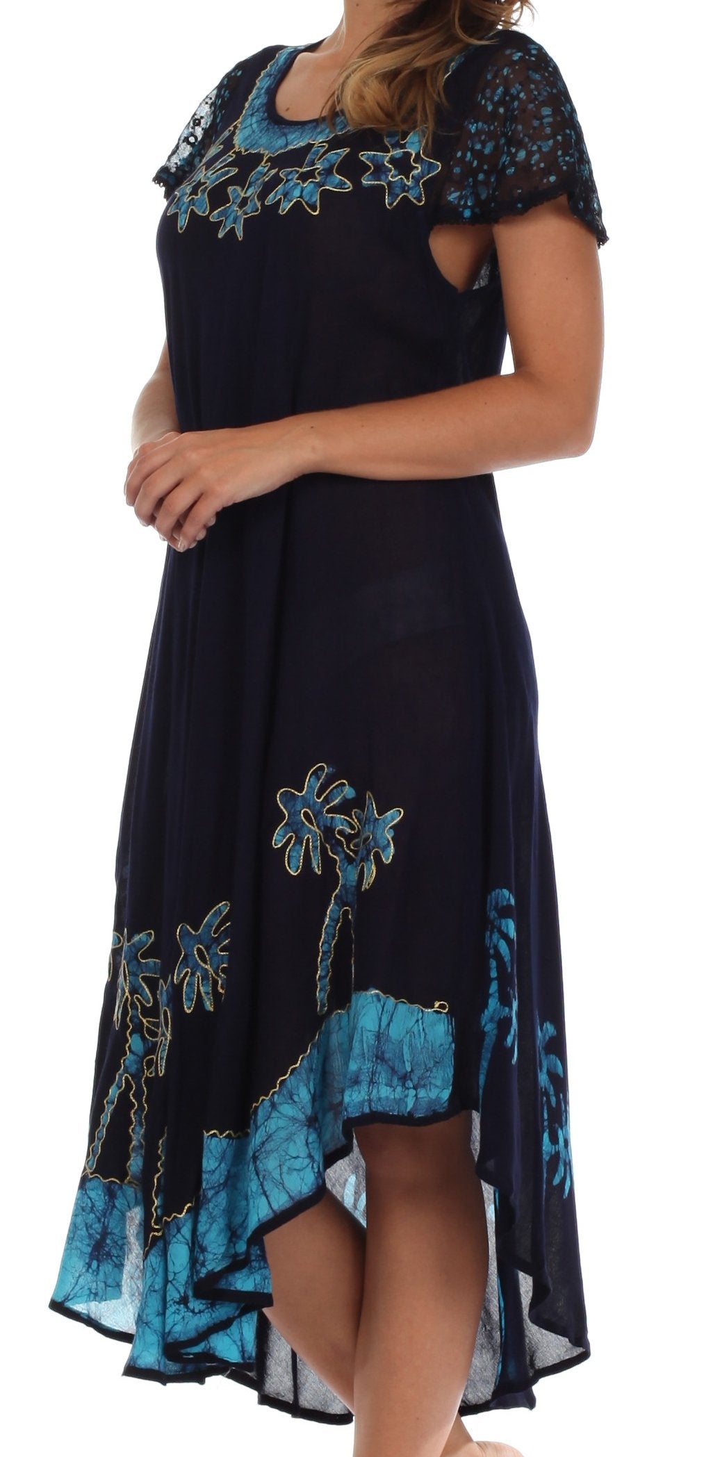 Vestido Caftán/Pareo de Manga Corta Sakkas Batik Palmera
